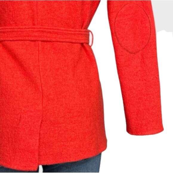 Sparrow Anthropologie 100% Wool Wrap Jacket Belted Cardigan Coatigan OrangeRed M - Picture 11 of 15